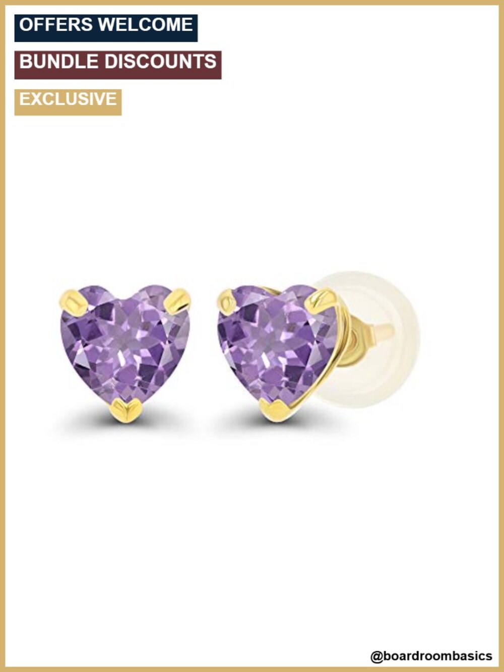 Solid 14K Yellow Gold 5mm Heart Rose De France Stud Earrings Hypoallergenic
